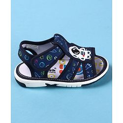 Cute Walk by Babyhug Velcro Closure Sandals with Astronaut Applique - Navy Blue