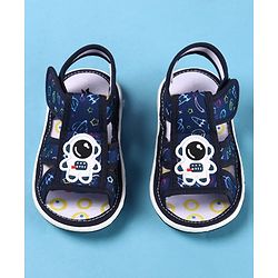 Cute Walk by Babyhug Velcro Closure Sandals with Astronaut Applique - Navy Blue