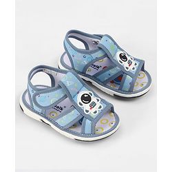 Cute Walk by Babyhug Velcro Closure Sandals with Astronaut Applique - Navy Blue