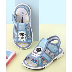 Cute Walk by Babyhug Velcro Closure Sandals with Astronaut Applique - Navy Blue