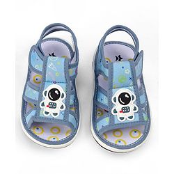 Cute Walk by Babyhug Velcro Closure Sandals with Astronaut Applique - Navy Blue