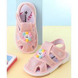Cute Walk by Babyhug Velcro Closure Sandals With Floral Applique - Pink