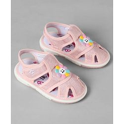 Cute Walk by Babyhug Velcro Closure Sandals With Floral Applique - Pink