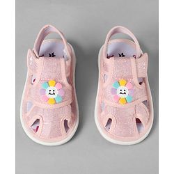 Cute Walk by Babyhug Velcro Closure Sandals With Floral Applique - Pink