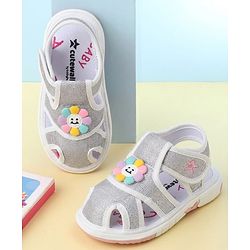 Cute Walk by Babyhug Velcro Closure Sandals With Floral Applique - Pink