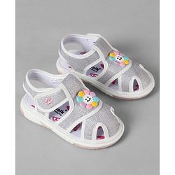 Cute Walk by Babyhug Velcro Closure Sandals With Floral Applique - Pink