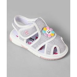 Cute Walk by Babyhug Velcro Closure Sandals With Floral Applique - Pink