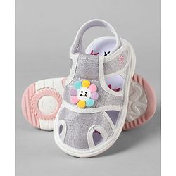 Cute Walk by Babyhug Velcro Closure Sandals With Floral Applique - Pink
