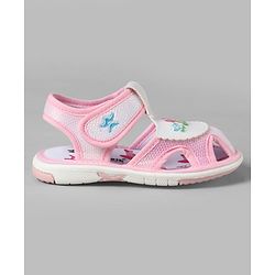 Cute Walk by Babyhug Velcro Closure Sandals With Floral Embroidery - Pink