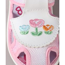 Cute Walk by Babyhug Velcro Closure Sandals With Floral Embroidery - Pink