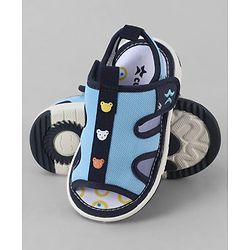 Cute Walk by Babyhug Mesh Velcro Closure Sandal With Bear Print - Blue
