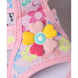 Cute Walk by Babyhug Velcro Closure Sandals With Floral Print & Applique - Pink