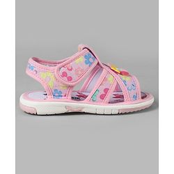 Cute Walk by Babyhug Velcro Closure Sandals With Floral Print & Applique - Pink