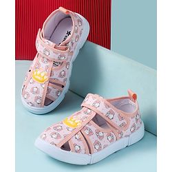 Cute Walk by Babyhug Velcro Closure Sandals with Elephant Print - Pink