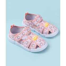Cute Walk by Babyhug Velcro Closure Sandals with Elephant Print - Pink