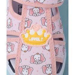 Cute Walk by Babyhug Velcro Closure Sandals with Elephant Print - Pink