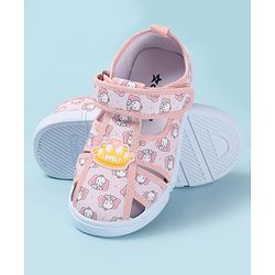 Cute Walk by Babyhug Velcro Closure Sandals with Elephant Print - Pink