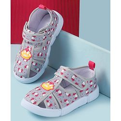 Cute Walk by Babyhug Velcro Closure Sandals with Elephant Print - Pink