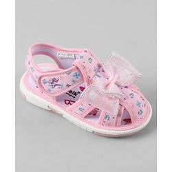 Cute Walk by Babyhug Velcro Closure Floral Printed Sandal With Bow Applique - Pink