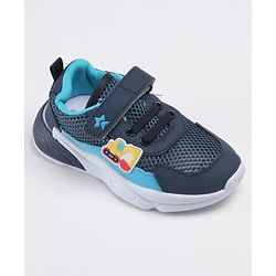 Cute Walk by Babyhug Velcro Closure Sneakers With JCB Applique - Navy Blue