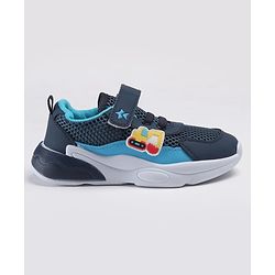 Cute Walk by Babyhug Velcro Closure Sneakers With JCB Applique - Navy Blue