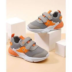 Cute Walk by Babyhug Velcro Closure Sneakers With Animal Patch - Grey