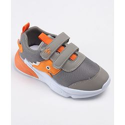 Cute Walk by Babyhug Velcro Closure Sneakers With Animal Patch - Grey