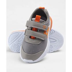 Cute Walk by Babyhug Velcro Closure Sneakers With Animal Patch - Grey