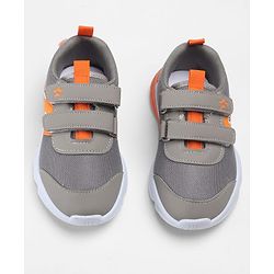 Cute Walk by Babyhug Velcro Closure Sneakers With Animal Patch - Grey