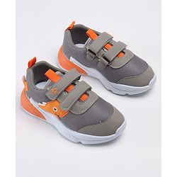 Cute Walk by Babyhug Velcro Closure Sneakers With Animal Patch - Grey