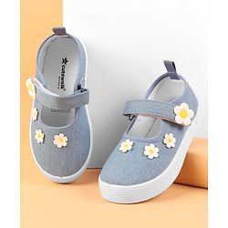 Cute Walk by Babyhug Velcro Closure Casual shoes With Floral Applique - Blue