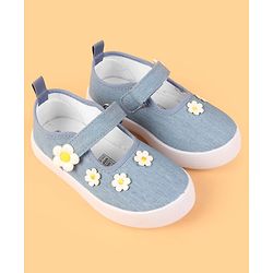 Cute Walk by Babyhug Velcro Closure Casual shoes With Floral Applique - Blue
