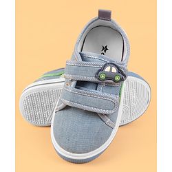 Cute Walk by Babyhug Velcro Closure Casual Shoes With Car Applique - Blue