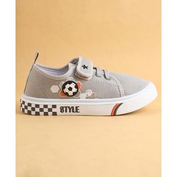 Cute Walk by Babyhug Velcro Closure Casual Shoes with Football Applique - Grey