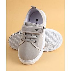 Cute Walk by Babyhug Velcro Closure Casual Shoes with Football Applique - Grey