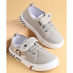Cute Walk by Babyhug Velcro Closure Casual Shoes with Football Applique - Grey