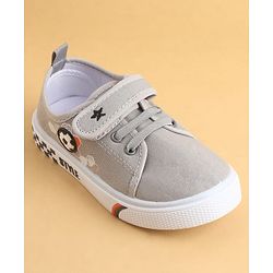 Cute Walk by Babyhug Velcro Closure Casual Shoes with Football Applique - Grey