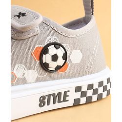 Cute Walk by Babyhug Velcro Closure Casual Shoes with Football Applique - Grey