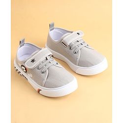 Cute Walk by Babyhug Velcro Closure Casual Shoes with Football Applique - Grey