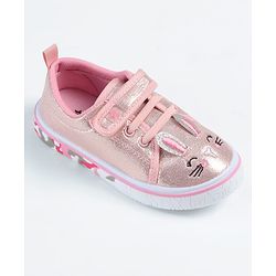 Cute Walk by Babyhug Velcro Closure Casual Shoes with Cat Embroidery - Pink