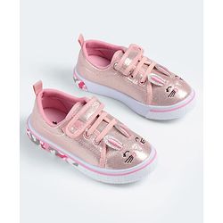 Cute Walk by Babyhug Velcro Closure Casual Shoes with Cat Embroidery - Pink