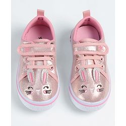 Cute Walk by Babyhug Velcro Closure Casual Shoes with Cat Embroidery - Pink