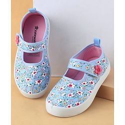 Cute Walk by Babyhug Velcro Closure Casual Shoes with Floral Print - Blue