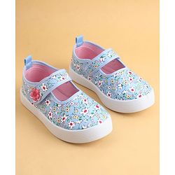 Cute Walk by Babyhug Velcro Closure Casual Shoes with Floral Print - Blue