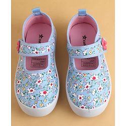 Cute Walk by Babyhug Velcro Closure Casual Shoes with Floral Print - Blue