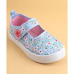 Cute Walk by Babyhug Velcro Closure Casual Shoes with Floral Print - Blue