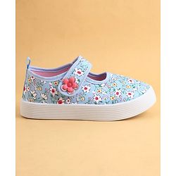 Cute Walk by Babyhug Velcro Closure Casual Shoes with Floral Print - Blue