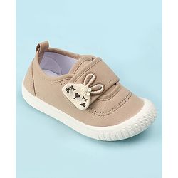 Cute Walk by Babyhug Velcro Closure Casual Shoes with Bunny Applique - Brown