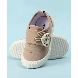 Cute Walk by Babyhug Velcro Closure Casual Shoes with Bunny Applique - Brown