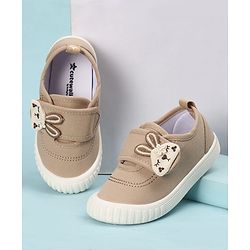 Cute Walk by Babyhug Velcro Closure Casual Shoes with Bunny Applique - Brown